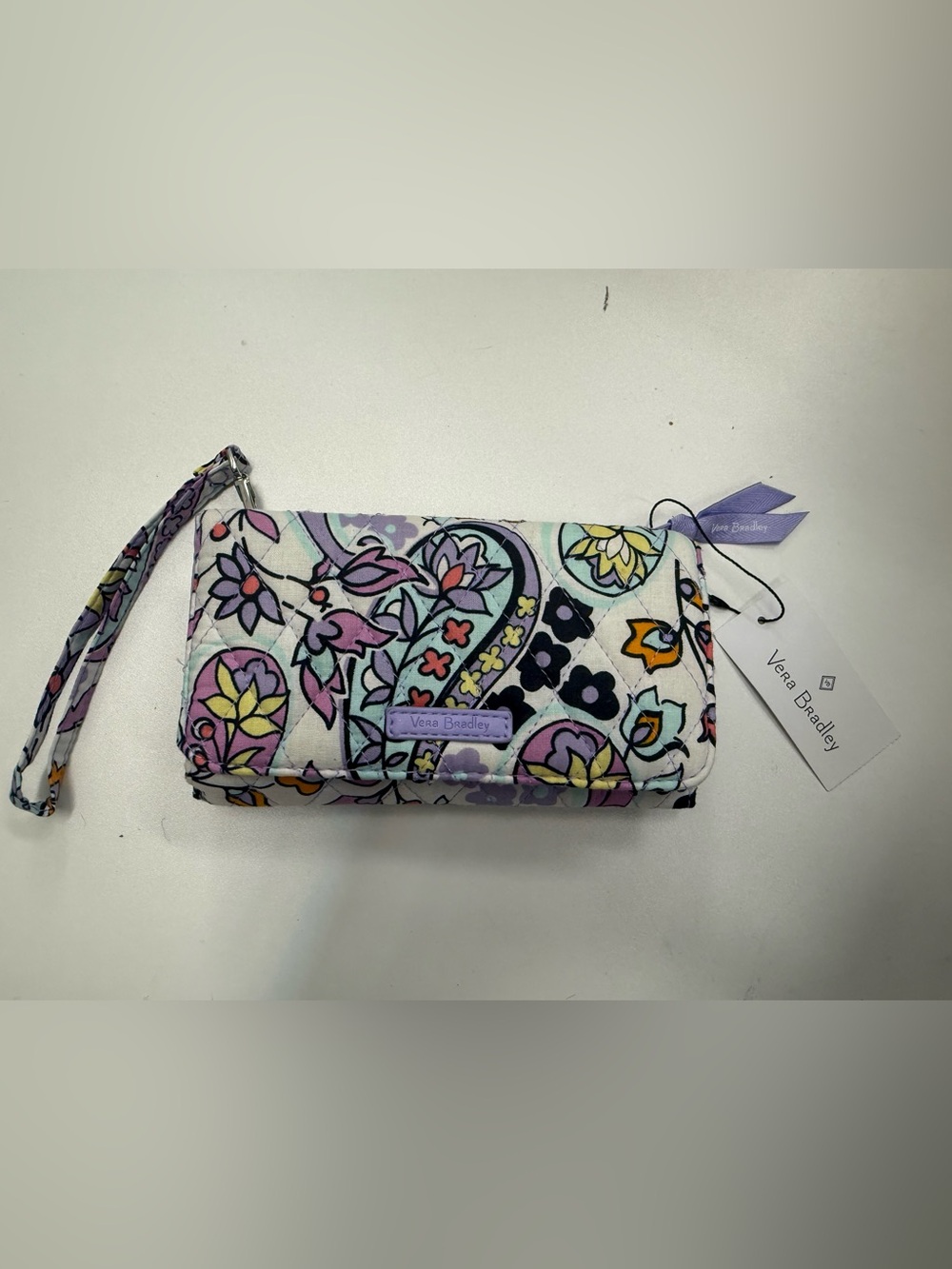Vera Bradley Lavender Multi Paisley Quilted Wristlet Wallet